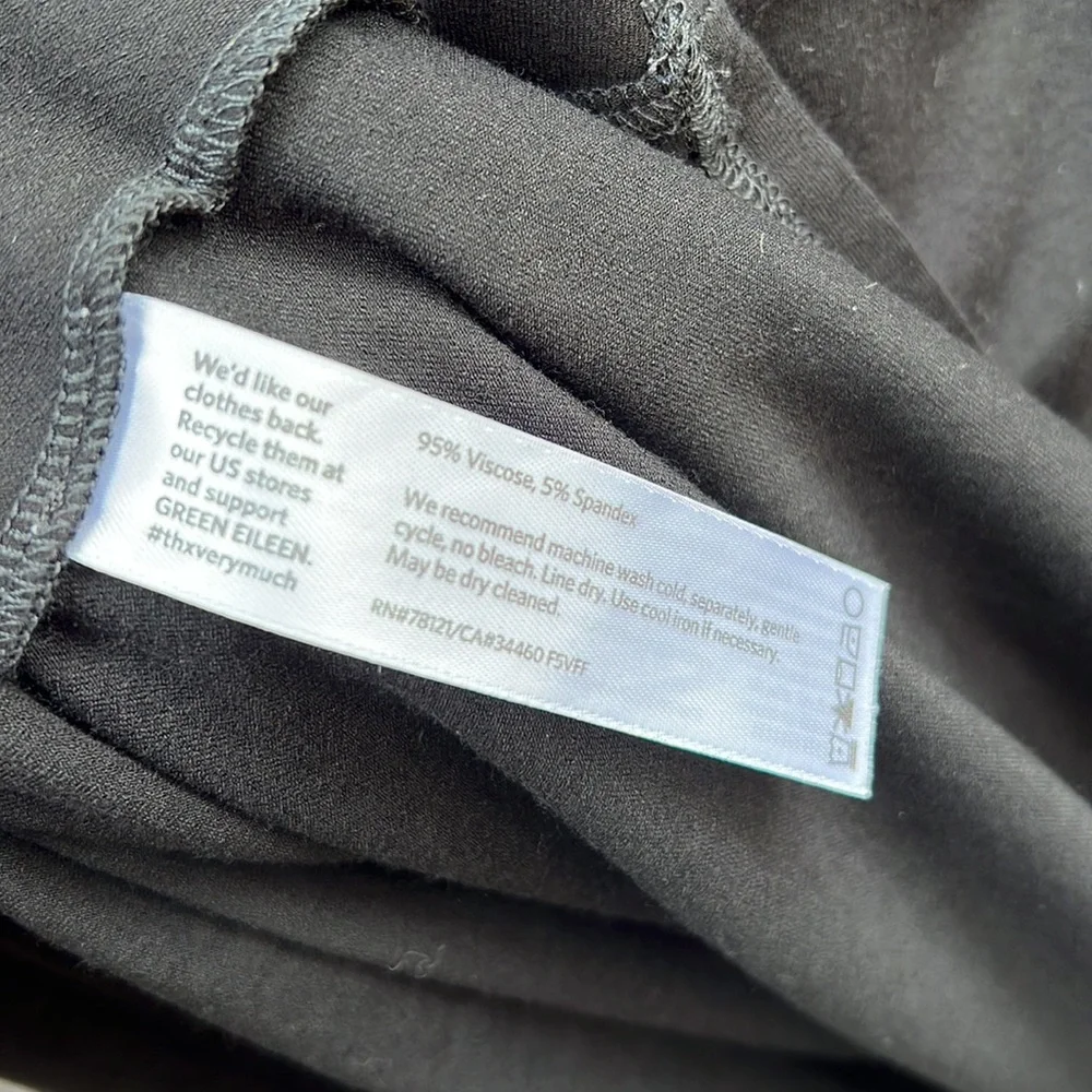 Eileen Fisher Asymmetrical Black Dress 3/4 Sleeve, Black, Large